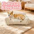 Cute Cat Couch For Pets - Fluffy Cat Beds With Premium Soft Corduroy Fleece, Fuzzy Cats Beds For Indoor Cats With Removable Washable Cover, Supportive Pet Sofa