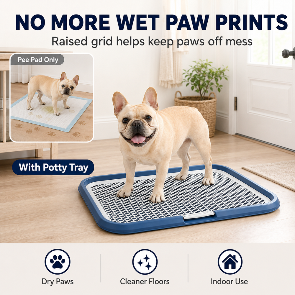 Dog Potty Tray With Removable Grating, Leak-Proof Indoor Dog Toilet For Puppy Training